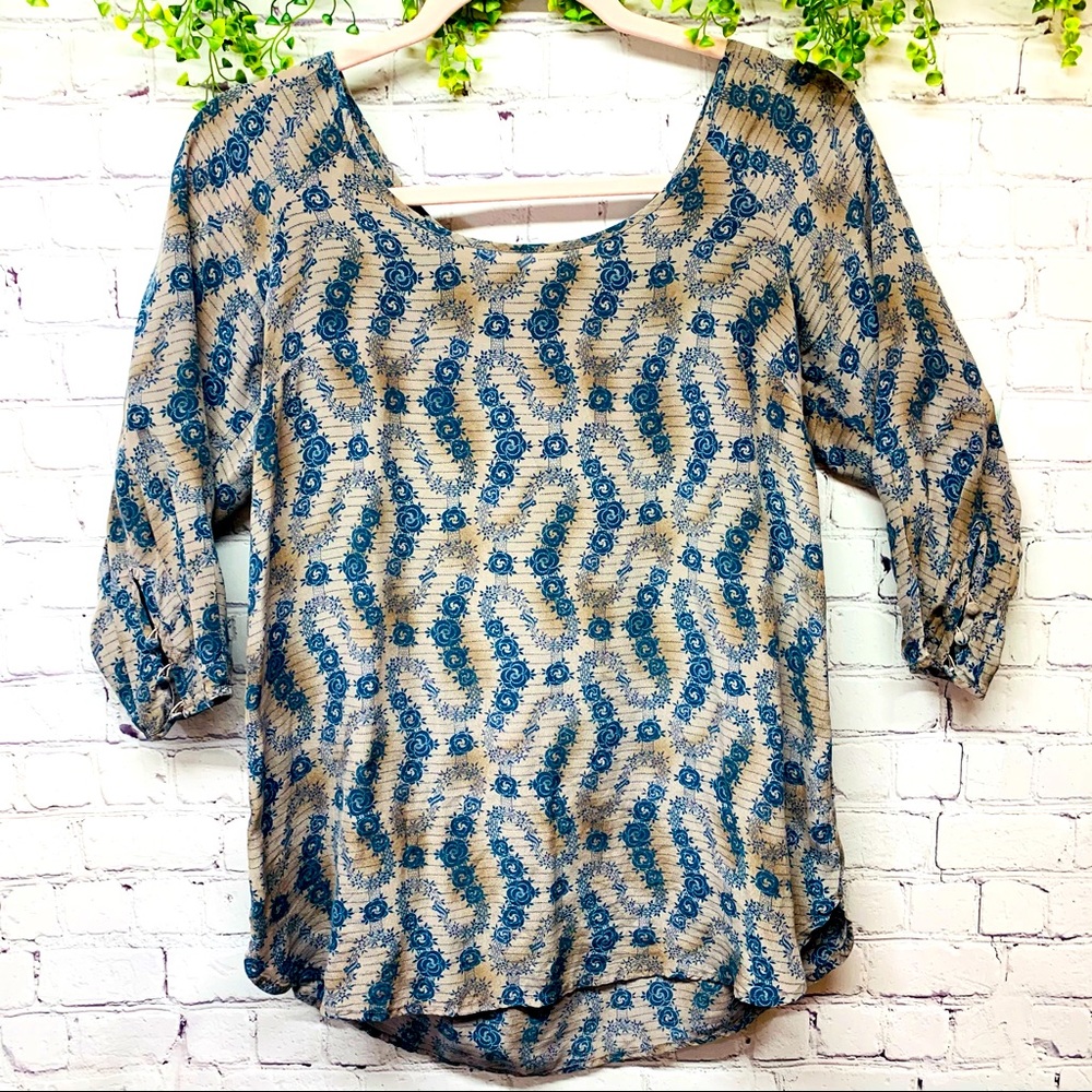 Silence + Noise | π― Silk 3/4 Sleeve Top - Picture 1 of 6